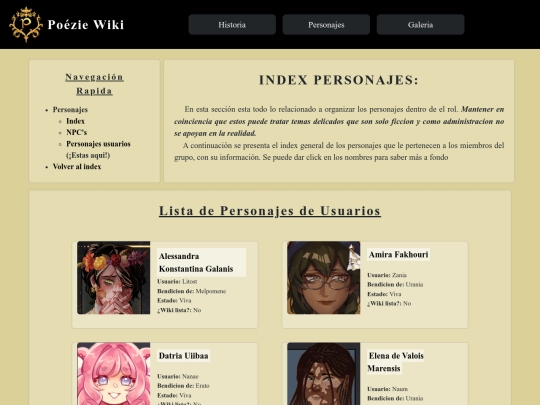 personajes-usuarios screenshot