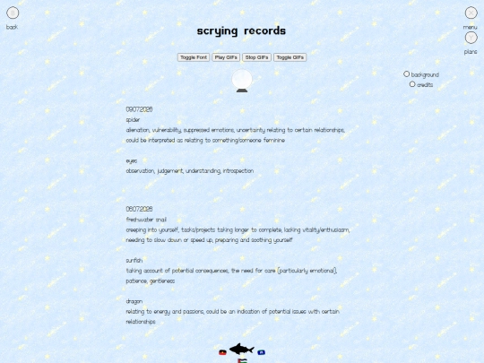 main.page/beach.house/altar/scrying.records/scrying.records screenshot