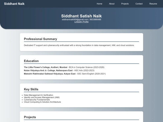 resume screenshot