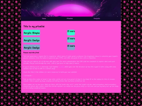 pricelist screenshot