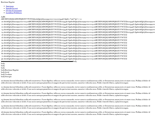 Fonts/benthamfont/bentham-regular-demo screenshot