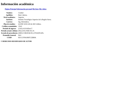 Páginas/InfoAcad screenshot