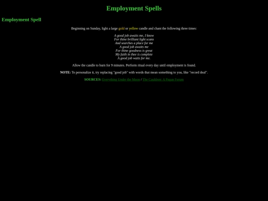 spells/employment screenshot