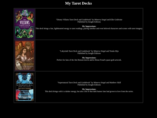tarot/decks screenshot