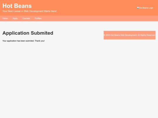 applicationsubmited screenshot