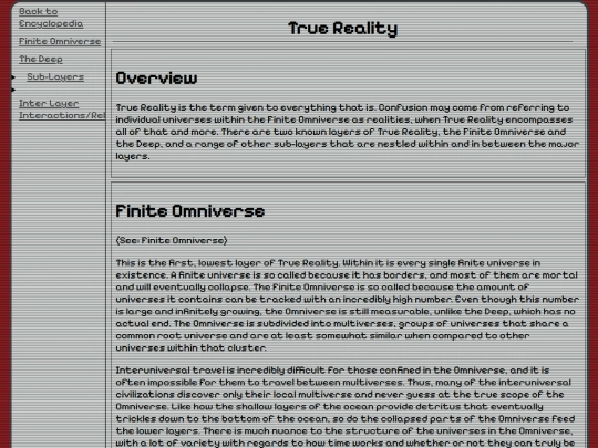 Encyclopedia/Cosmology/TrueReality screenshot