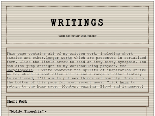 Writings screenshot