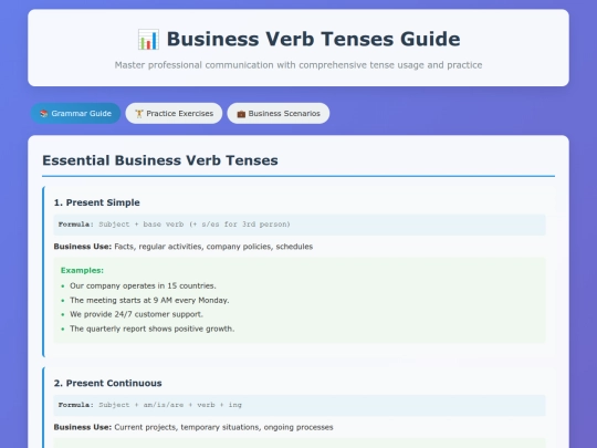 first-year/business-verb-tenses screenshot