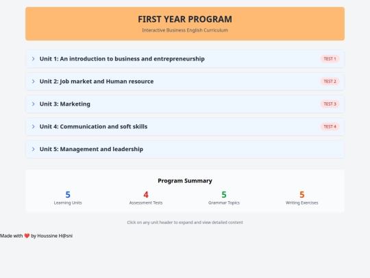 first-year/curriculum screenshot