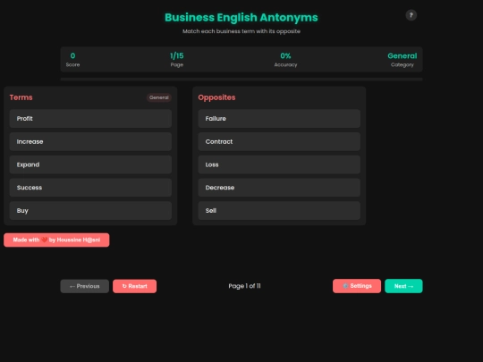 games/antonyms-matching screenshot
