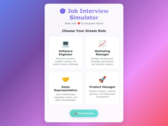practice/job-interview-simulator screenshot