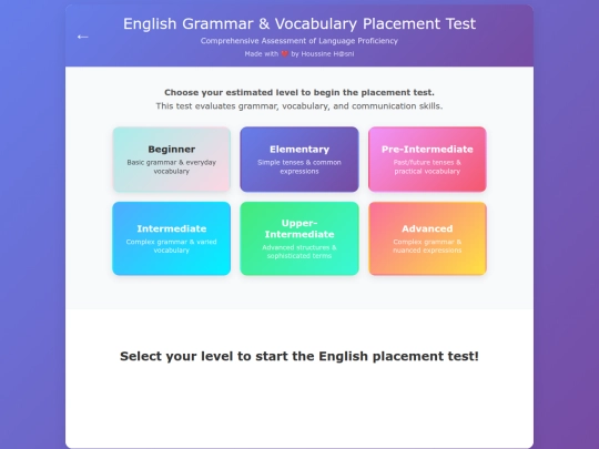 practice/language-placement-test screenshot