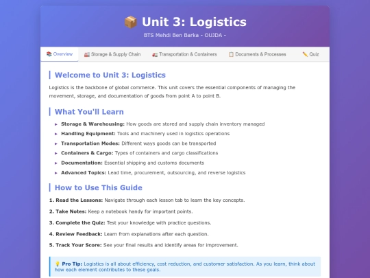 second-year/UNIT3-Logistics screenshot