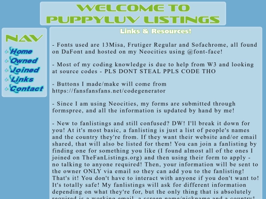 links screenshot