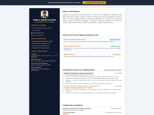 CV screenshot