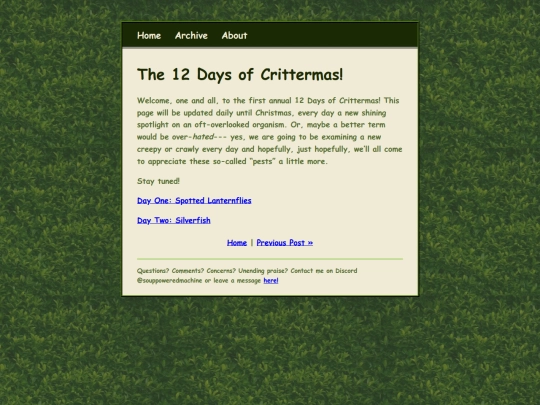posts/2025-12-The-12-Days-Of-Crittermas screenshot