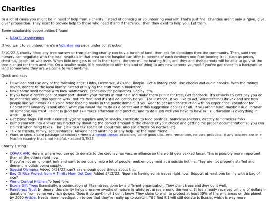 charities screenshot