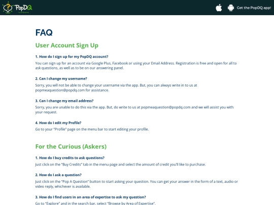 popdq/faq screenshot