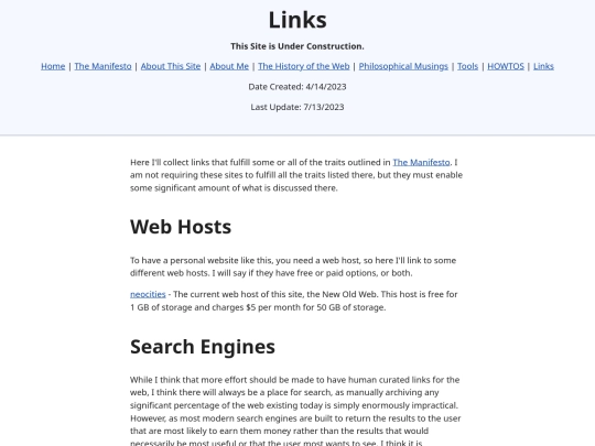links screenshot