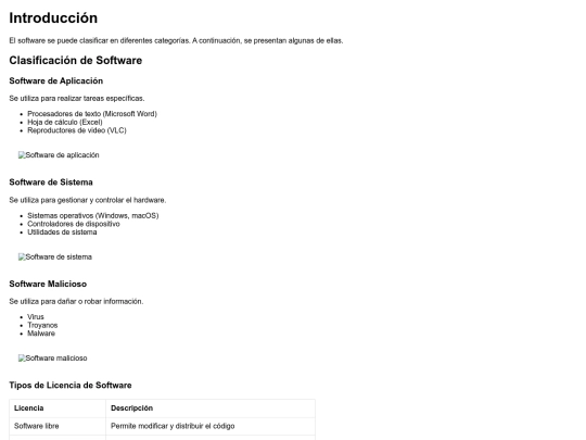 Clasificacion de software screenshot