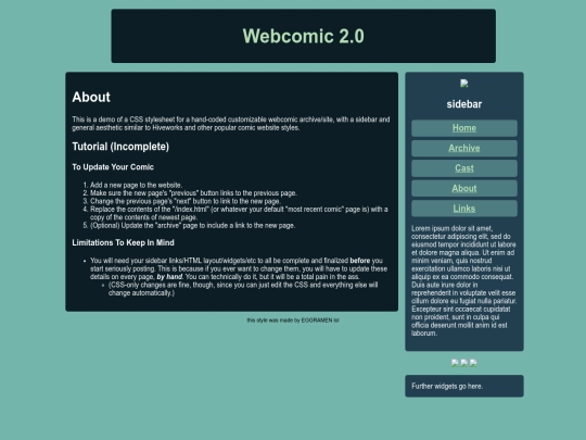 Art Page/Webcomic/webcomicabout screenshot