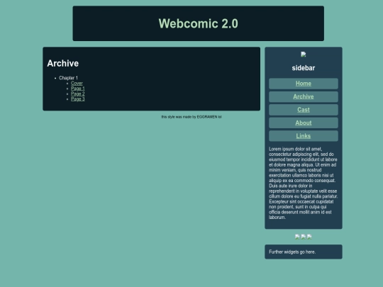 Art Page/Webcomic/webcomicarchive screenshot