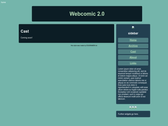 Art Page/Webcomic/webcomiccast screenshot