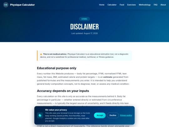 disclaimer screenshot