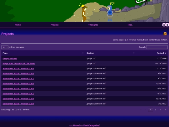 categories/projects screenshot