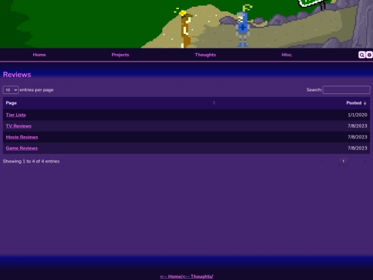 thoughts/reviews screenshot