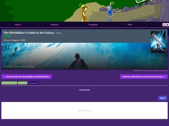 thoughts/reviews/movies/the-hitchhikers-guide-to-the-galaxy-2005 screenshot