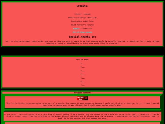 Secrets/Credits screenshot