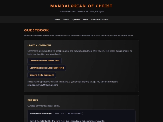 Stories/guestbook screenshot