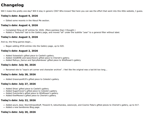 changelog screenshot