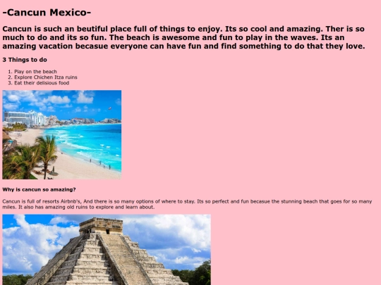 Travel webpage/intex screenshot