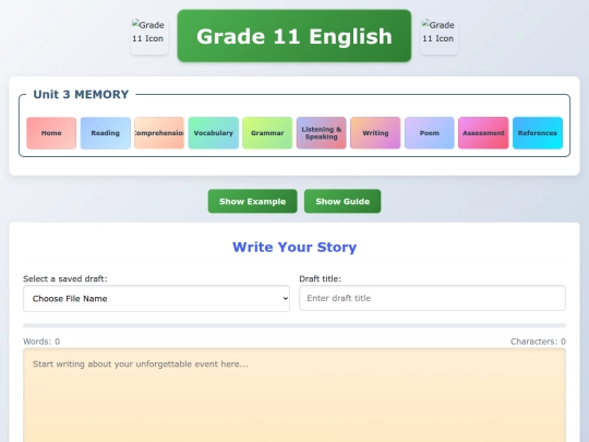Writing screenshot
