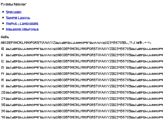 webfontkit-20231226-163016/pixeled-demo screenshot