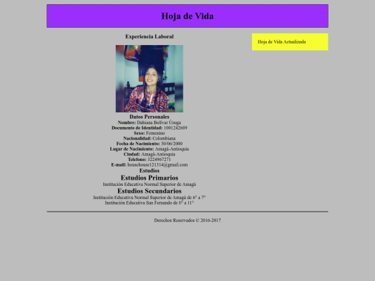 hoja de vida screenshot