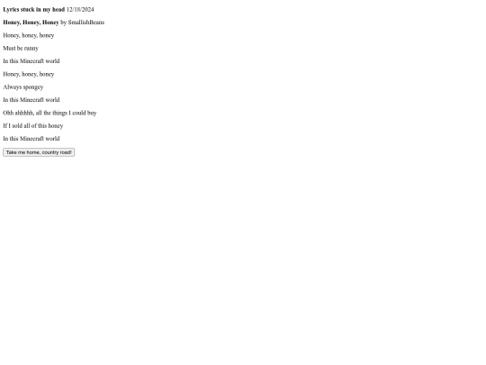 honeyhoneyhoneylyrics screenshot