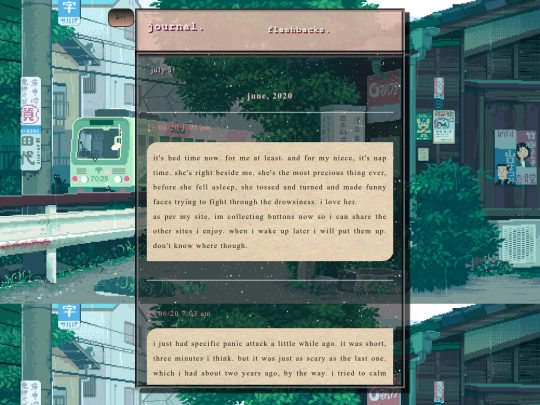 mepage/journalentries/june screenshot