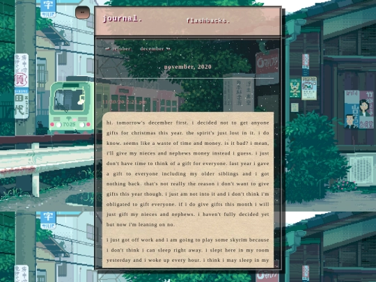 mepage/journalentries/november screenshot