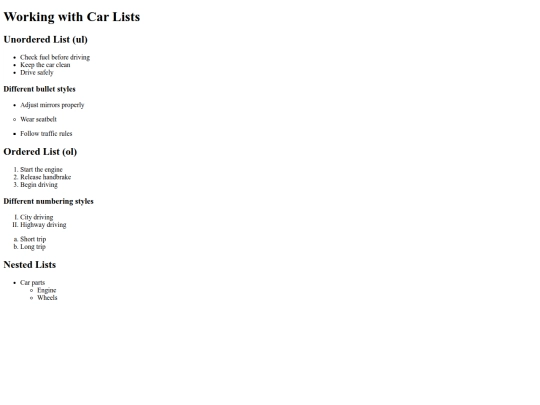 list screenshot
