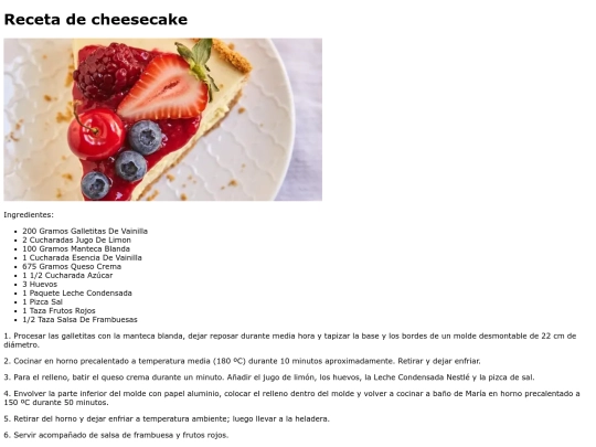 recetas/Cheesecake screenshot