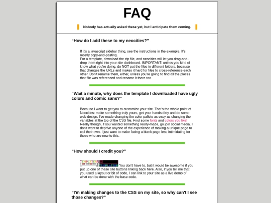 FAQ screenshot
