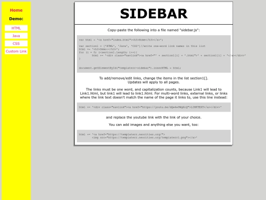 sidebar/Java screenshot