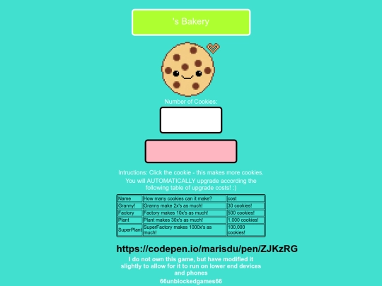 Games/cookie screenshot