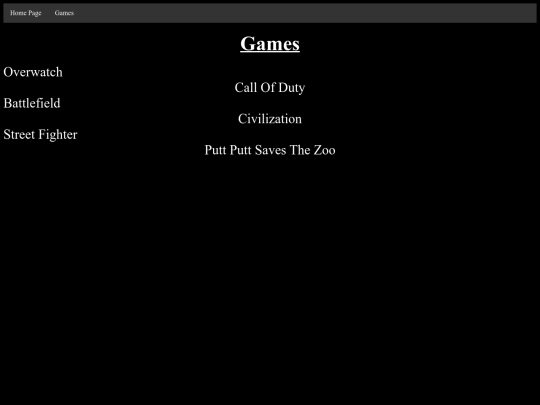 GamesPage screenshot