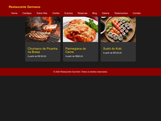 restaurant/cardapio screenshot