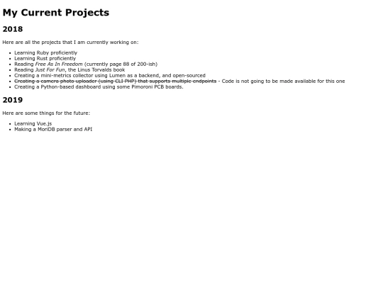 projects screenshot