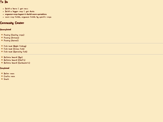 sdv page/to_do screenshot